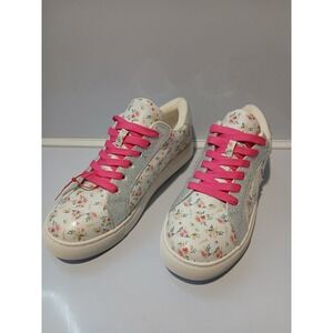 Hey Girl by Corkys Floral Sneakers Women's Size 8 Pink Laces Glitter Star